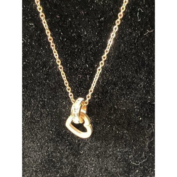 Heart and Crystal Rose Gold Chain Necklace - Picture 5 of 11